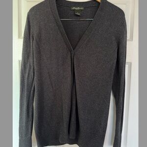 Eddie Bauer Dark Gray Cardigan Sweater V-Neck Button down Cardigan Size L